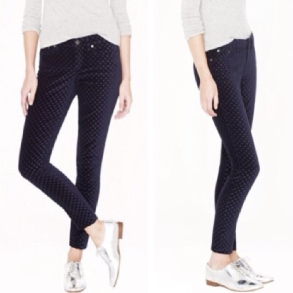 J. Crew velour toothpick polka dot ankle pants. Mid rise. 28